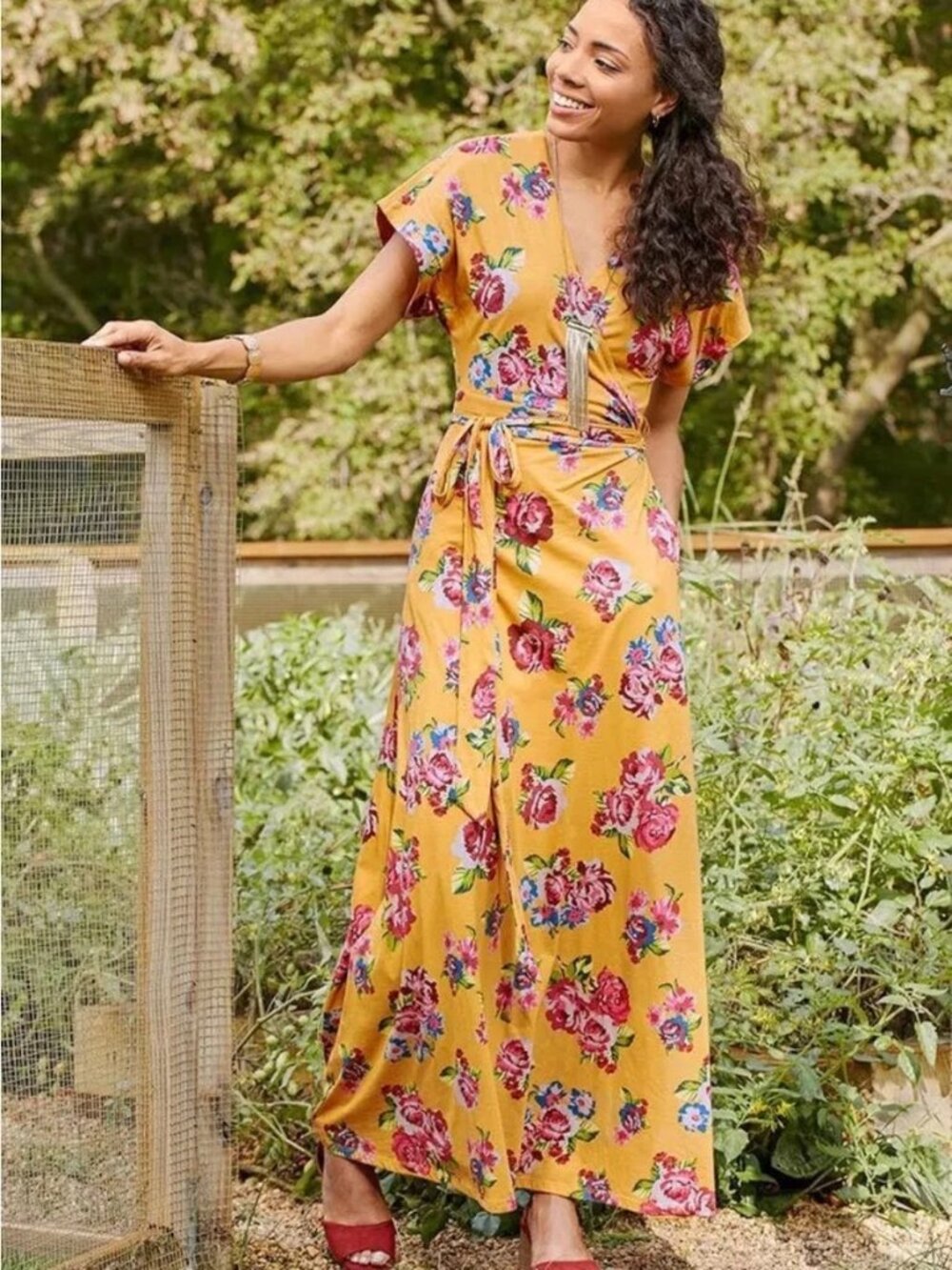 Matilda Jane Joanna Gaines Floral Cottagecore Festival Maxi Wrap Cotton Dress